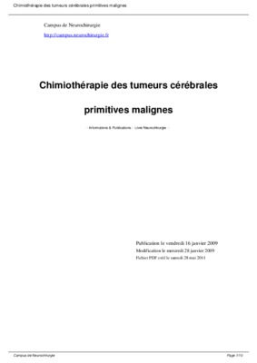 chimiotherapie ciblee tumeurs cerebrales Book