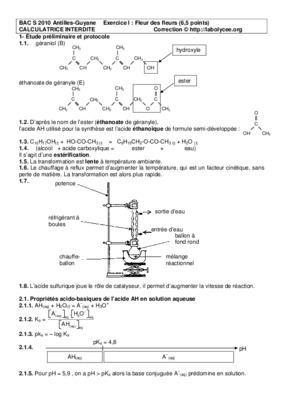 corriger bac chimie terminale s 2010 antilles guyane fleur des fleurs Book
