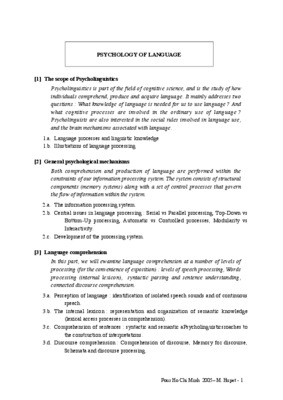 psycholinguistics thomas scovel Book