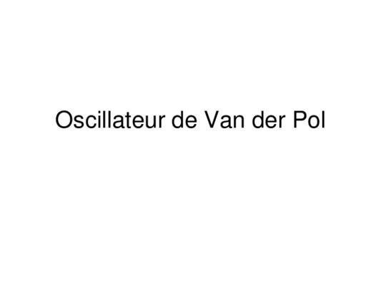 resolution de l_equation de van der pol Book