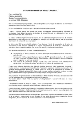 infirmier en milieu carceral Book