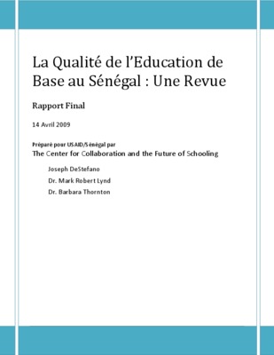 education au senegal Book
