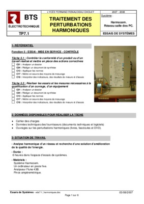 etudes des perturbations harmoniques du reseau Book