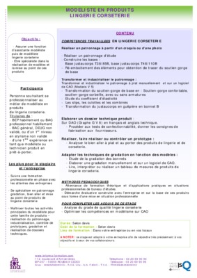 fiche technique des soutien gorge Book