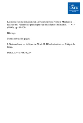 la montee des nationalisnes en afrique Book