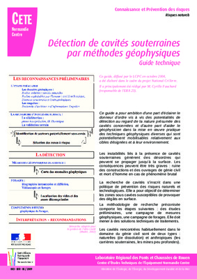 detection de cavites souterraines par methodes geophysiques Book