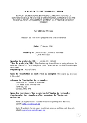 rapport du maep au bnin Book