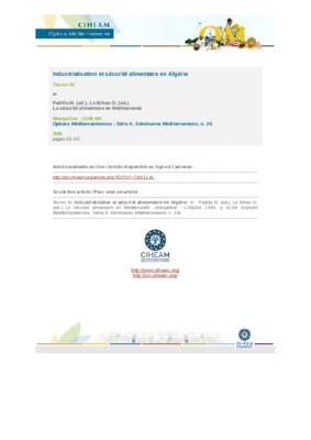situation alimentaire en algerie pdf Book