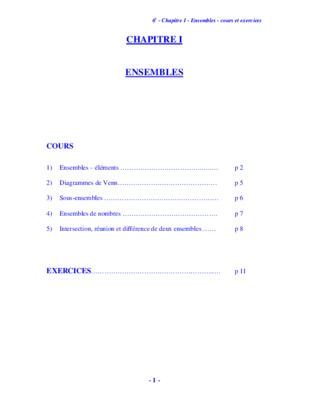cours et exercices chapitre i Book