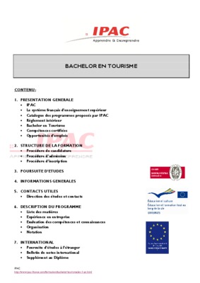 economie du tourisme bachelor Book