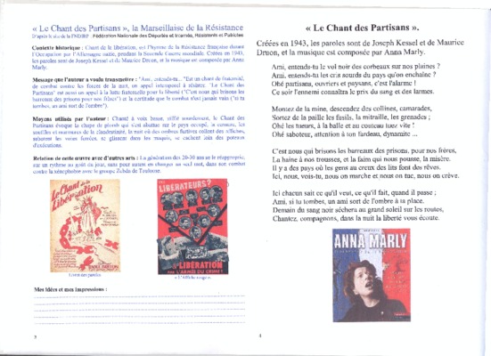 chant de la resistance Book