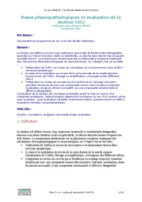 bases physiopathologiques de la douleur Book