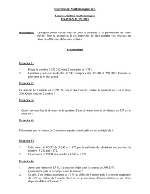 exercices mathematiques 1er licence Book