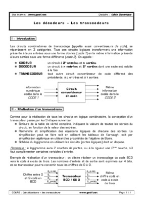 exercices circuit combinatoires corriges decodeurs codeur transcodeurs Book