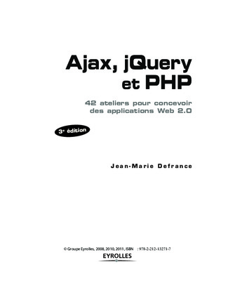 ajax jquery et php 42 ateliers pour concevoir des applications web Book