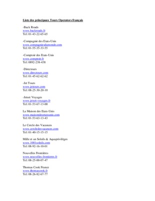 tours operators anglais Book