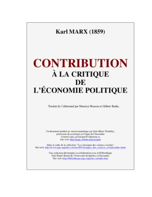 contribution a la critique de l_economie politique Book