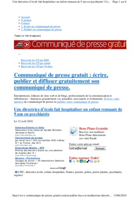 publier communique de presse Book