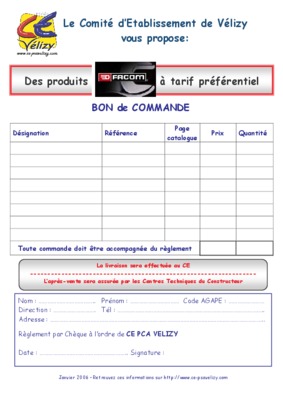 facom tarif Book