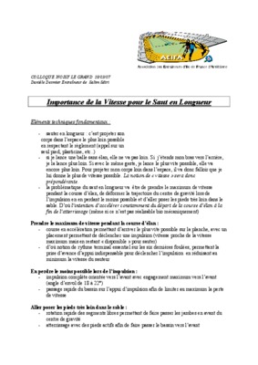 memoire sur l_impact de la vitesse pour le saut en longueur Book