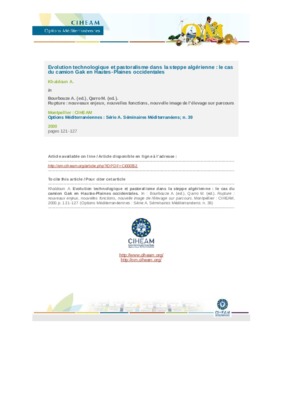 vegetation de la steppe algerienne Book