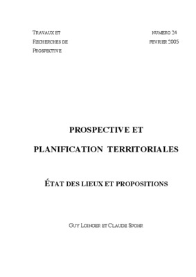 importance d_etude prospective dans un systeme de planification Book