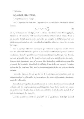 cours de dynamique relativiste Book
