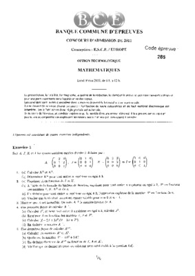 esc 2004 mathematiques option technologique Book