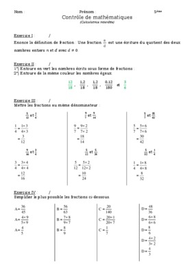 controle 5eme sur les fractions Book