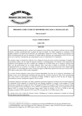 reformes fiscales a madagascar Book