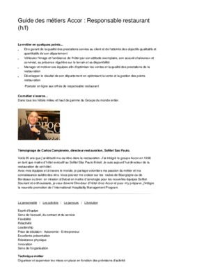 responsable de restaurant Book