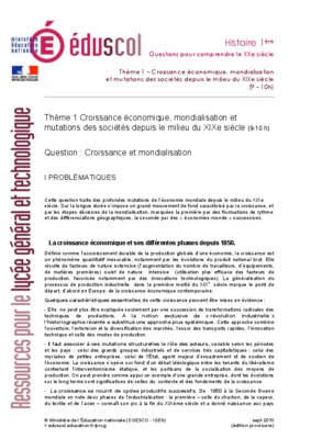 croissance et mondialisation premiaire s Book