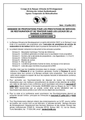 propositions de prestation de services en restauration Book