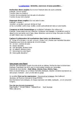 exercices sur la polysemie cm2 Book