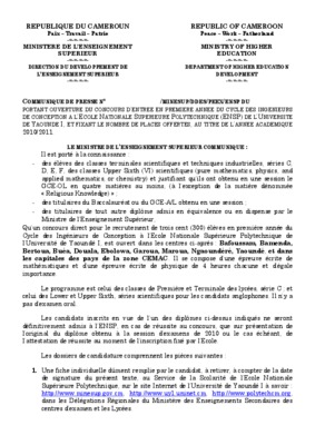 arrete concours de poste yaounde 2011 Book