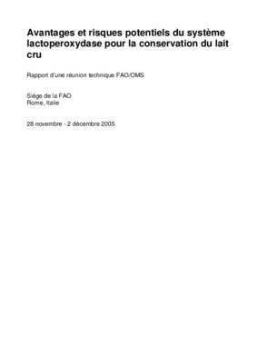 systeme lactoperoxydase pour la conservation du lait cru Book