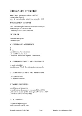 croissance et cycles Book