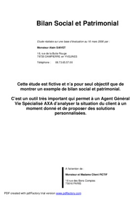 bilan social et patrimonial Book