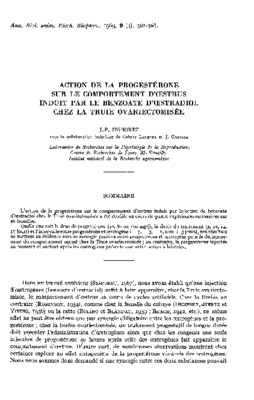 le cycle oestral chez la ratte ovariectomisee Book