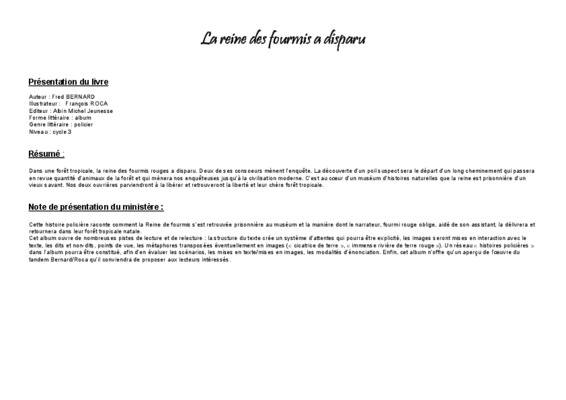 la reine des fourmis a dispa Book