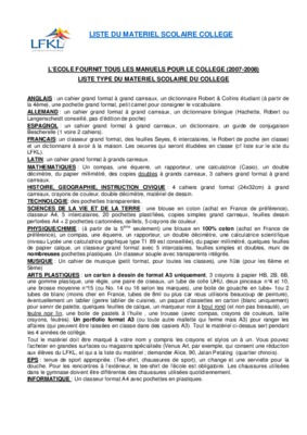 liste de fouriture scolaire 5 eme du college lavoisier Book