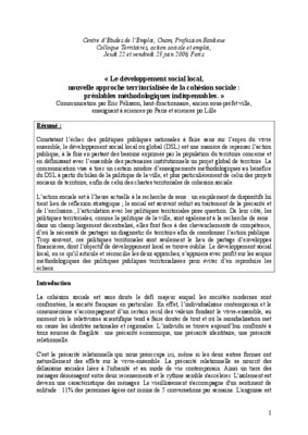developpement social local Book