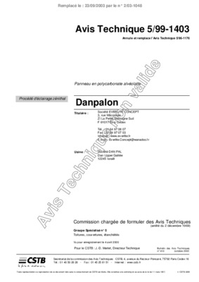 danpalon polycarbonate avis technique Book