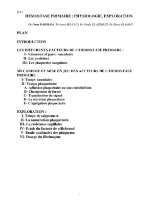 physiologie de l_hemostase primaire Book