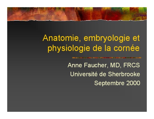 anatomie et physiologie de la cornee Book