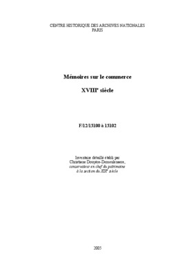 memoires de commerce Book