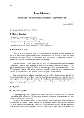 vocabulaire des professions Book