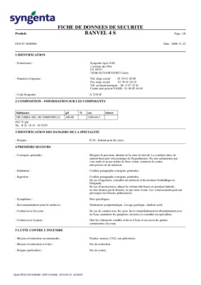 les fiches de donne de securite du banvel 4 s Book