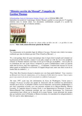 histoire secrete du mossad Book
