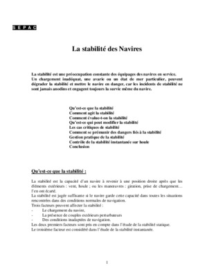 la stabilite des navires Book